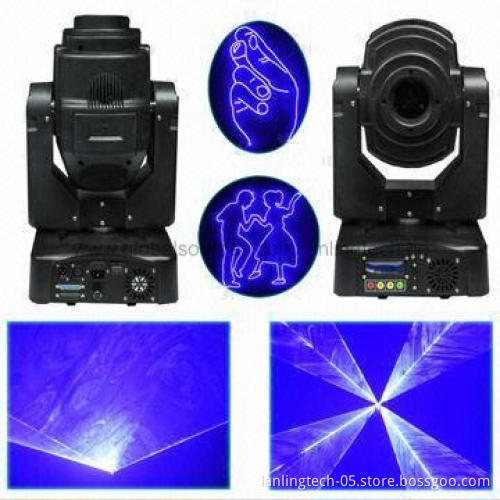 Blue Moving-head Animation Laser Stage Lighting with DMX/ILDA/PC Control and 300mW Power